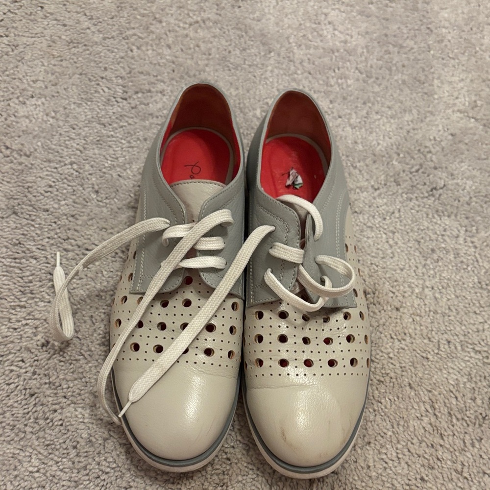 Stylish Women's Gray and Cream Lace-Up Shoes